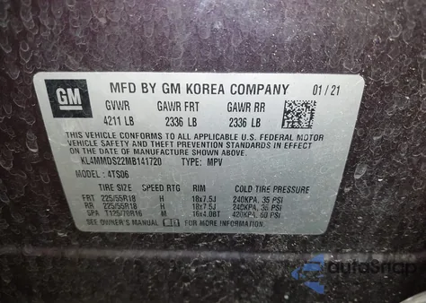 2021 Buick Encore Gx Fwd Select из США, поврежденный, VIN KL4MMDS22MB141720